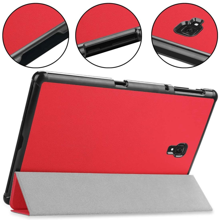 Custer Texture Horizontal Flip PU Leather Case for Galaxy Tab A 10.5 / T595 & T590, with Three-folding Holder & Sleep / Wake-up Function