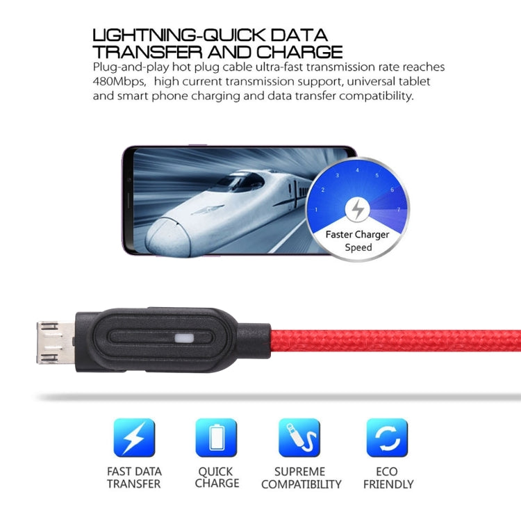 Magnetic Suction Head Micro USB to USB Nylon Braided Charging Data Cable, Length: 1m