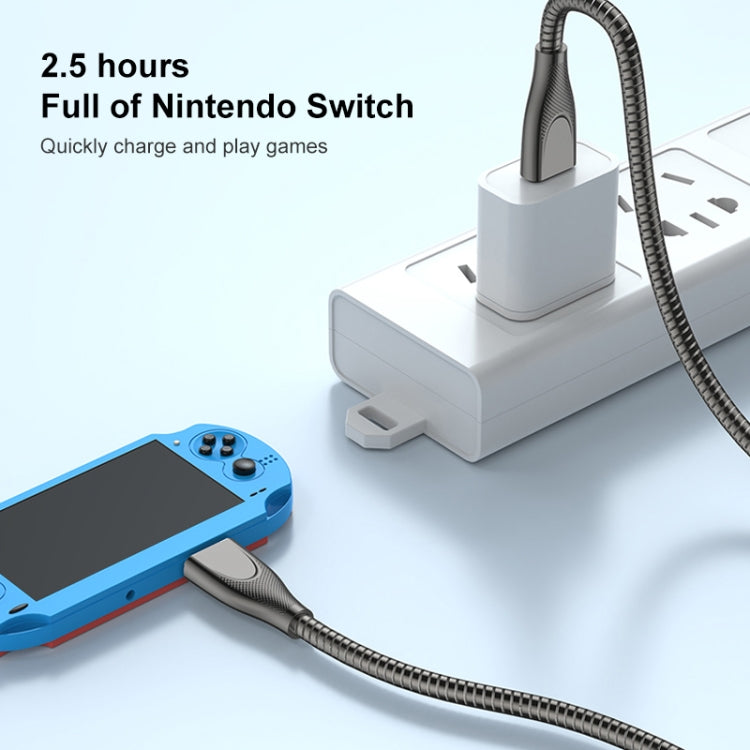 ADC-009 USB to USB-C / Type-C Zinc Alloy Hose Fast Charging Data Cable, Cable Length: 1m