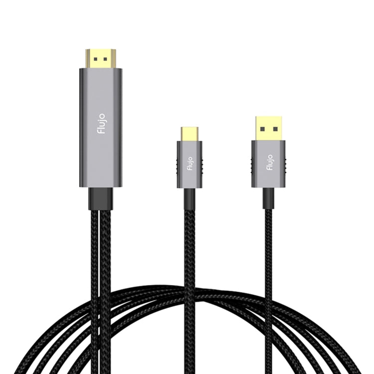 Flujo X30 USB-C / Type-C to 4K HDMI + USB 2.0 Charging Port Adapter Nylon Braided Cable, Cable Length: 2m