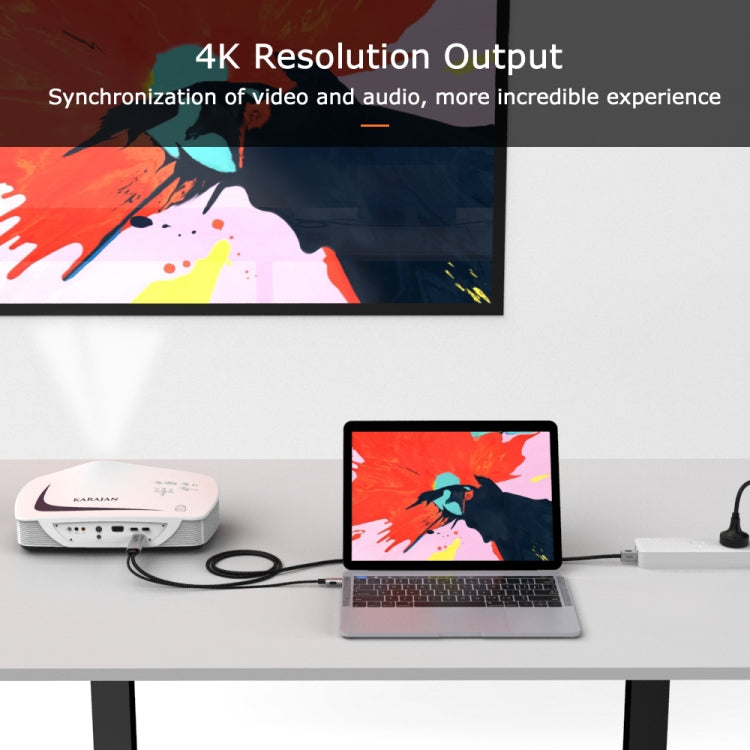 Flujo X30 USB-C / Type-C to 4K HDMI + USB 2.0 Charging Port Adapter Nylon Braided Cable, Cable Length: 2m