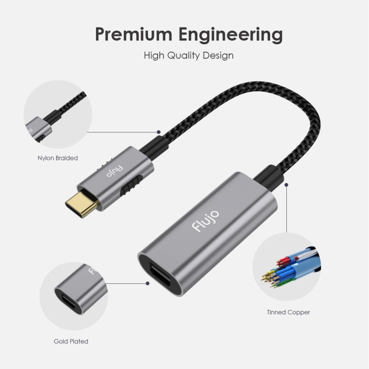 Flujo X32 USB-C / Type-C to Mini DP Female Adapter Nylon Braided Cable, Cable Length: 15cm
