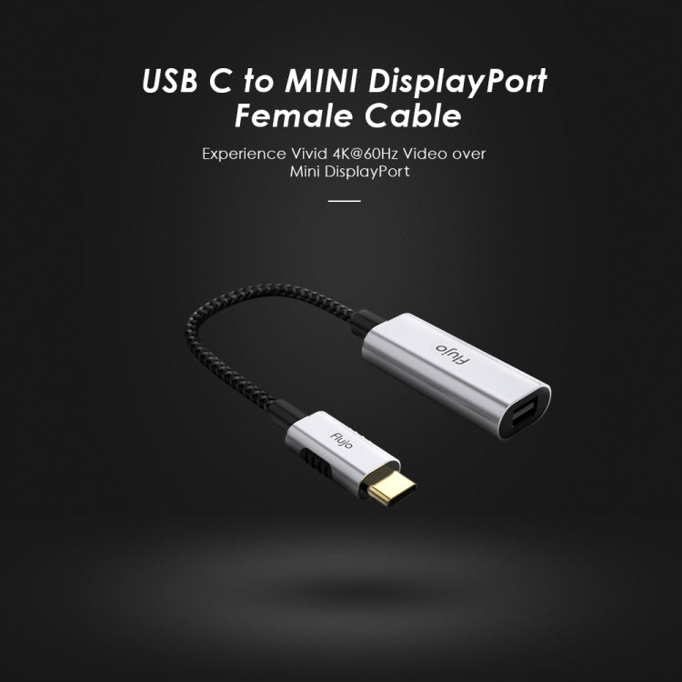 Flujo X32 USB-C / Type-C to Mini DP Female Adapter Nylon Braided Cable, Cable Length: 15cm