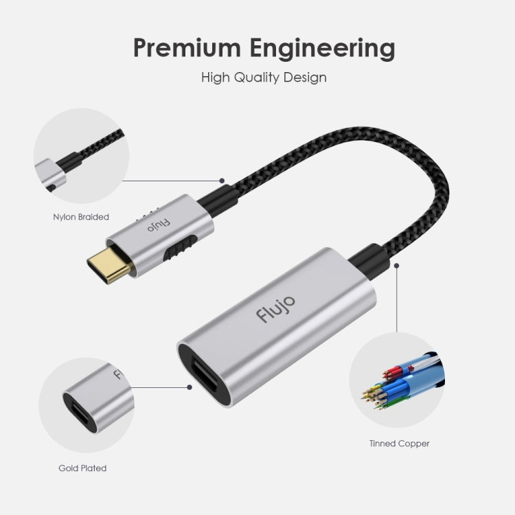 Flujo X32 USB-C / Type-C to Mini DP Female Adapter Nylon Braided Cable, Cable Length: 15cm