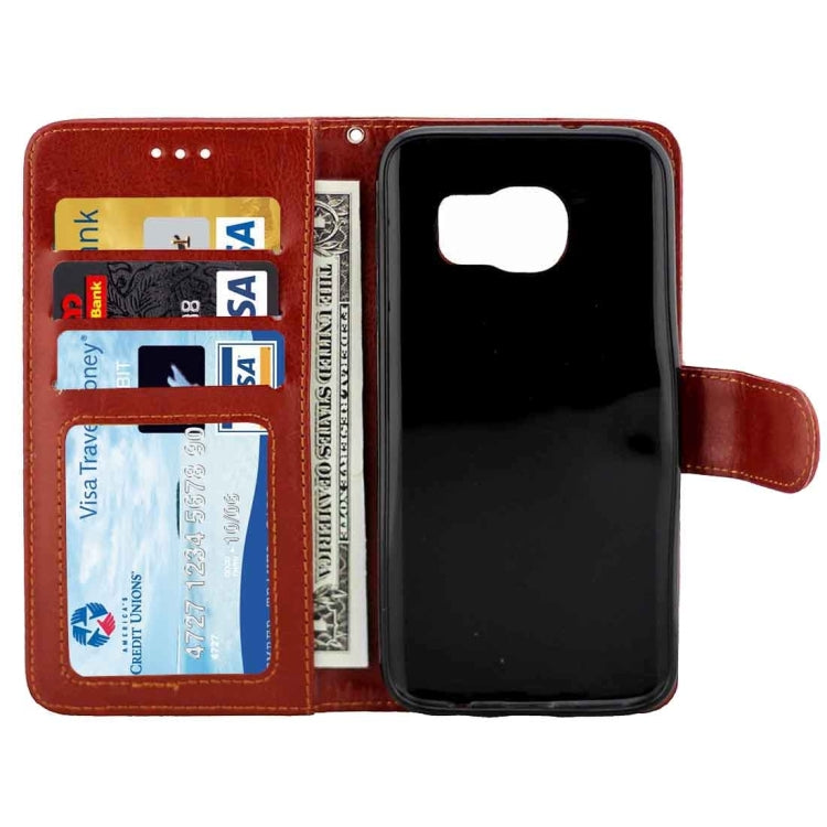 For Galaxy S7 Edge / G935 Crazy Horse Texture Horizontal Flip Magnetic Snap Leather Case with Adjustable Holder & Card Slots & Photo Frame & Wallet