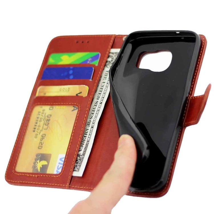 For Galaxy S7 Edge / G935 Crazy Horse Texture Horizontal Flip Magnetic Snap Leather Case with Adjustable Holder & Card Slots & Photo Frame & Wallet