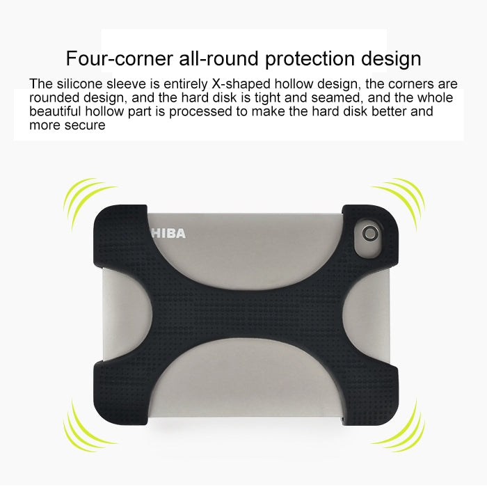 3 in 1 2.5 inch HDD Enclosure Storage Bag + Hard Disk Silicone Case + Micro B USB 3.0 Mobile Hard Disk Data Cable Kit(Black)