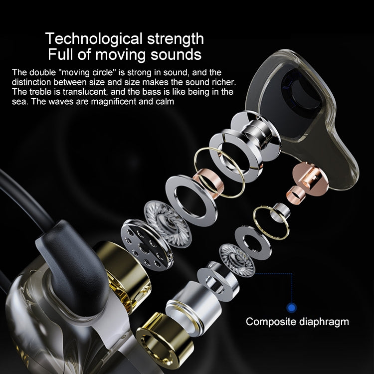 POLVCDG D6T USB-C / Type-C Interface Double Moving Circle In Ear Wired Stereo Earphone for Xiaomi / OPPO / Huawei / Vivo,Tuning Version