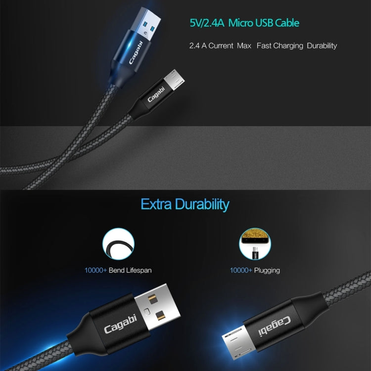 Cagabi N1-3 3m 2.4A Aviation Aluminum Alloy + Nylon Micro USB to USB Data Sync Fast Charging Cable, For Galaxy, Huawei, Xiaomi, HTC, Sony and Other Smartphones