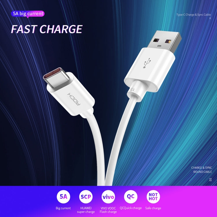 ROCK C4 5A USB-C / Type-C to USB Charge Sync Round Data Cable, Length : 1m (White)