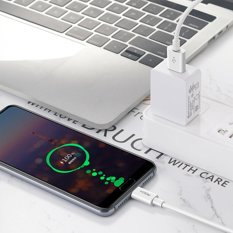 ROCK C4 5A USB-C / Type-C to USB Charge Sync Round Data Cable, Length : 1m (White)
