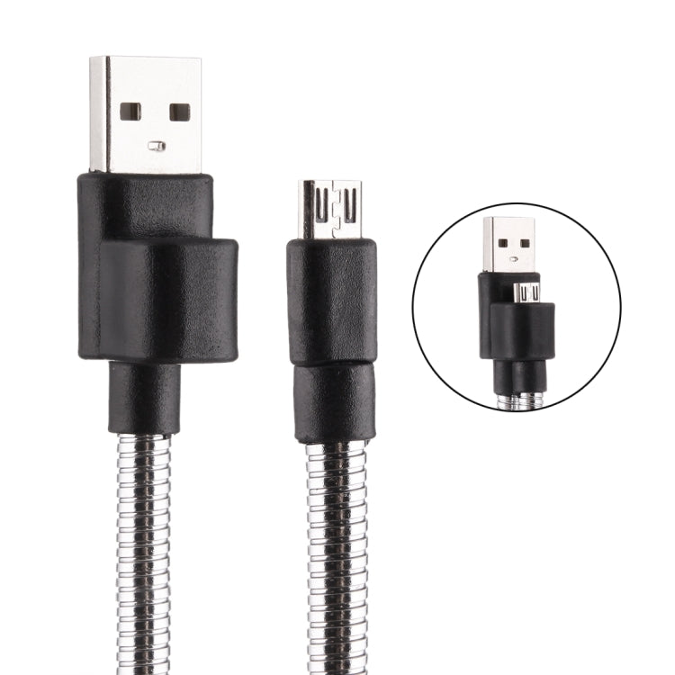 20cm Multi-functional Metal Flexible Micro USB to USB Data Charging Cable with Storage Buckle for Samsung, HTC, Sony, Lenovo, and other Smartphones(Black)