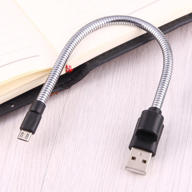 20cm Multi-functional Metal Flexible Micro USB to USB Data Charging Cable with Storage Buckle for Samsung, HTC, Sony, Lenovo, and other Smartphones(Black)