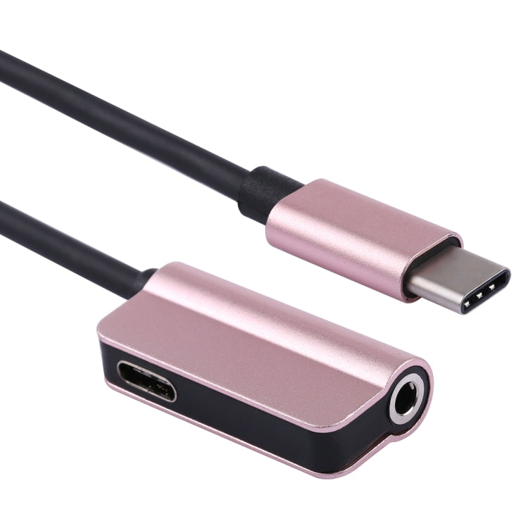 2 in 1 Cable Fast Charge Type-C Male to Type-C Female + 3.5mm Female Jack Headphone Adapter Converter, Supports Audio and Charging, Length: 12cm