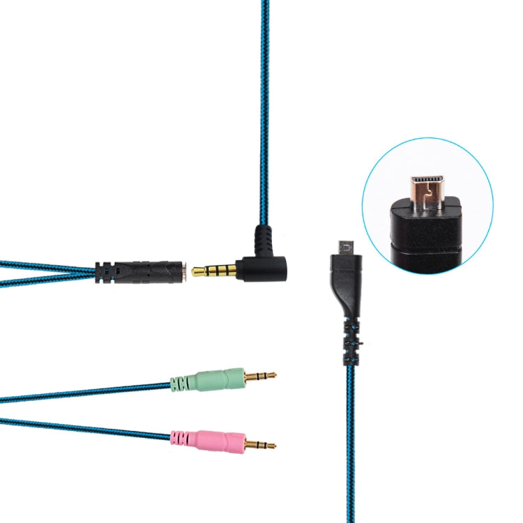 ZS0158 Elbow Plug + Adapter Cable Gaming Headset Audio Cable for SteelSeries Arctis 3 / 5 / 7 (Blue)