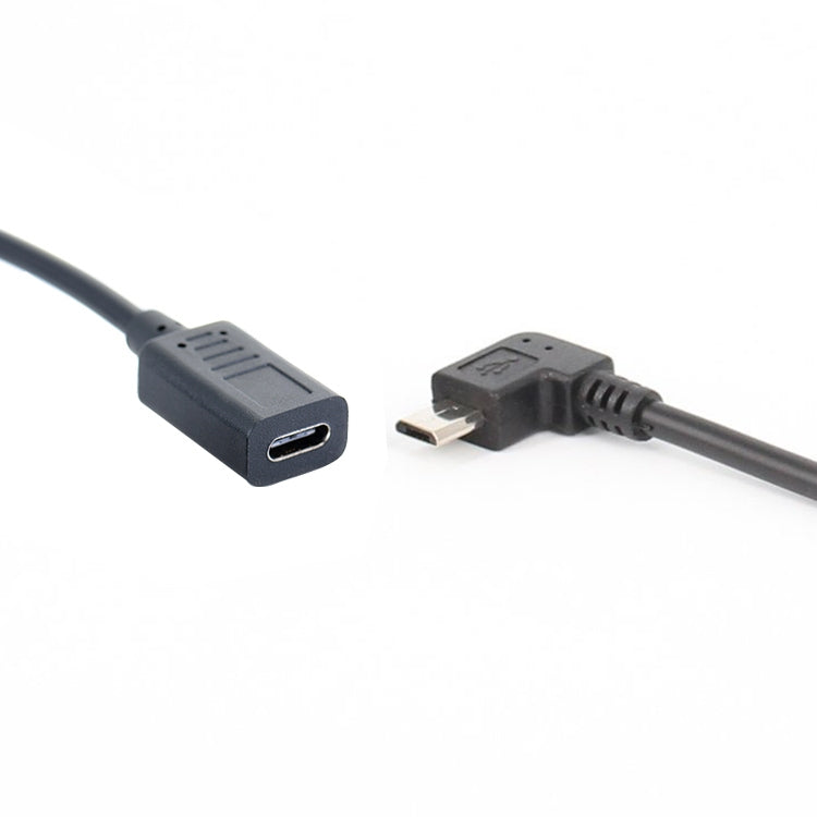 3 PCS LY-U3X097 Micro USB 5 Pin Left Elbow Male to USB-C / Type-C Female Charging Data Cable, Cable Length: 27cm