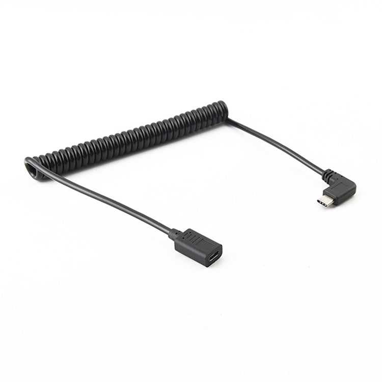 2 PCS LY-U2X153 USB-C / Type-C Male to Female 90 Degree Elbow Spring Charging Data Cable, Cable Length: 1.5m