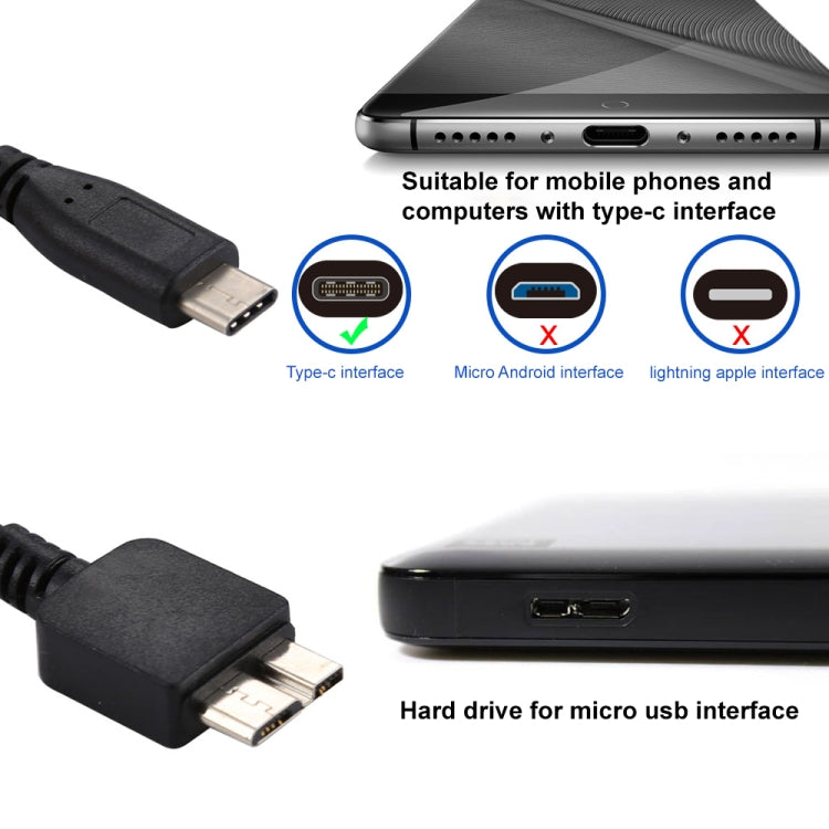 USB-C / Type-C Male to Micro B Male Adapter Cable, Total Length: about 30cm