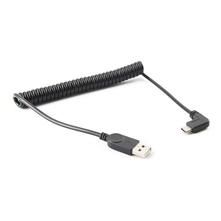 2 PCS LY-U2X148 USB Male to USB-C / Type-C Elbow Spring Charging Data Cable, Cable Length: 1.5m