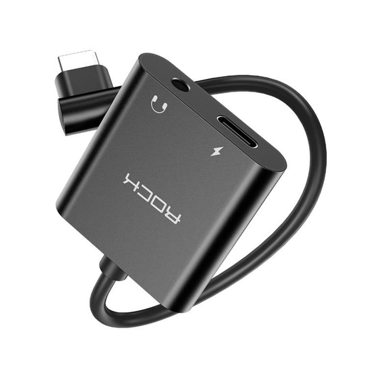 ROCK CA01 USB-C / Type-C to 3.5mm + USB-C / Type-C PD Fast Charging Audio Adapter Cable, Length: 12cm(Black)