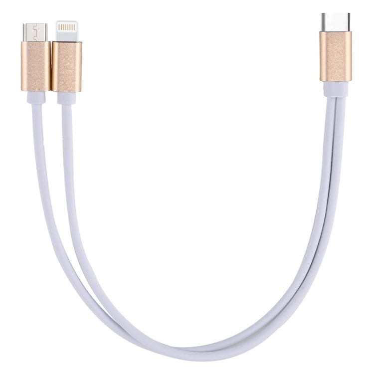 21.5cm Type-C Male to 8pin + Micro USB 2.0 Male Data Sync Charging Cable, For iPhone & iPad & iPod, Samsung, HTC, Huawei, Xiaomi, Meizu, OnePlus and other Smartphones