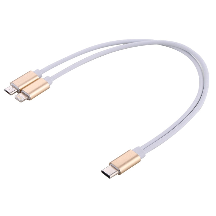 21.5cm Type-C Male to 8pin + Micro USB 2.0 Male Data Sync Charging Cable, For iPhone & iPad & iPod, Samsung, HTC, Huawei, Xiaomi, Meizu, OnePlus and other Smartphones