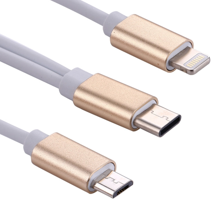 21.5cm Type-C Male to 8pin + Micro USB 2.0 Male Data Sync Charging Cable, For iPhone & iPad & iPod, Samsung, HTC, Huawei, Xiaomi, Meizu, OnePlus and other Smartphones