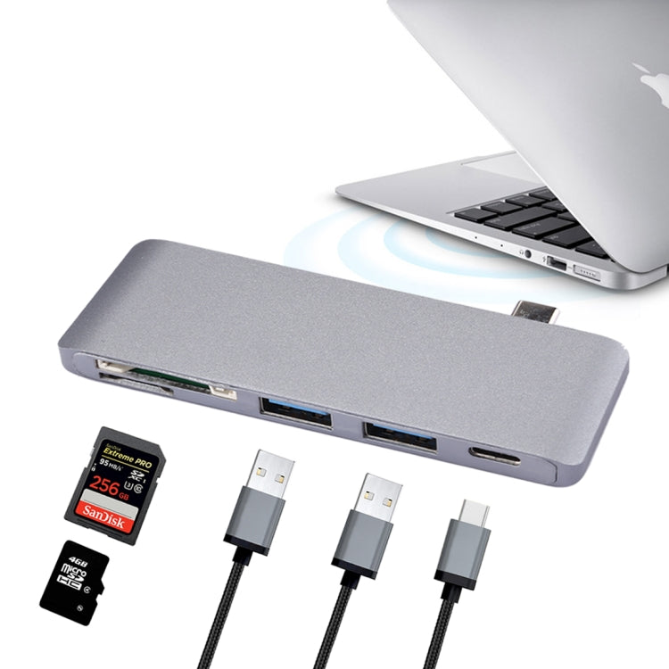 5-ports (USB-C / Type-C & 2*USB 3.0 & Micro SD & SD) Card Reader & HUB, For iPhone & iPad & iPod & Most Android Smartphones & PC Computer