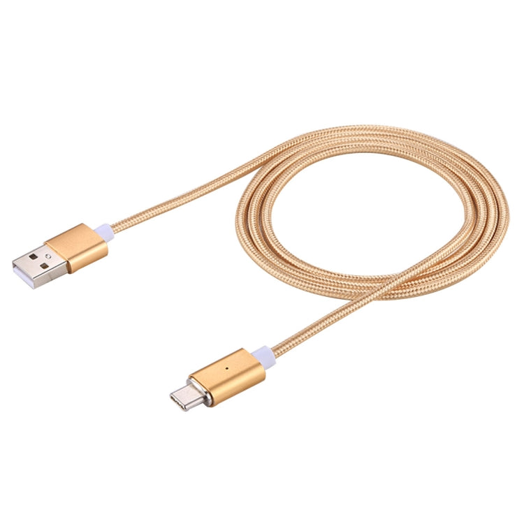 1m Weave Style 2A Magnetic USB-C / Type-C to USB Weave Style Data Sync Charging Cable with LED Indicator