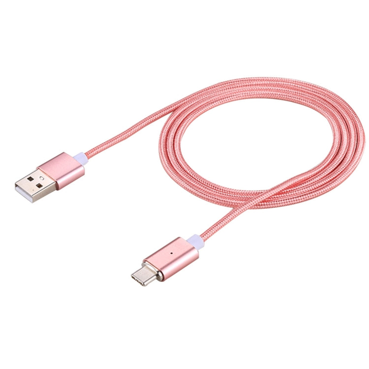 1m Weave Style 2A Magnetic USB-C / Type-C to USB Weave Style Data Sync Charging Cable with LED Indicator