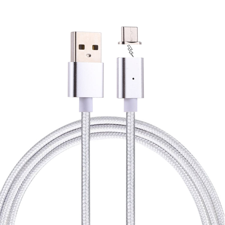 1m Weave Style 2A Magnetic USB-C / Type-C to USB Weave Style Data Sync Charging Cable with LED Indicator