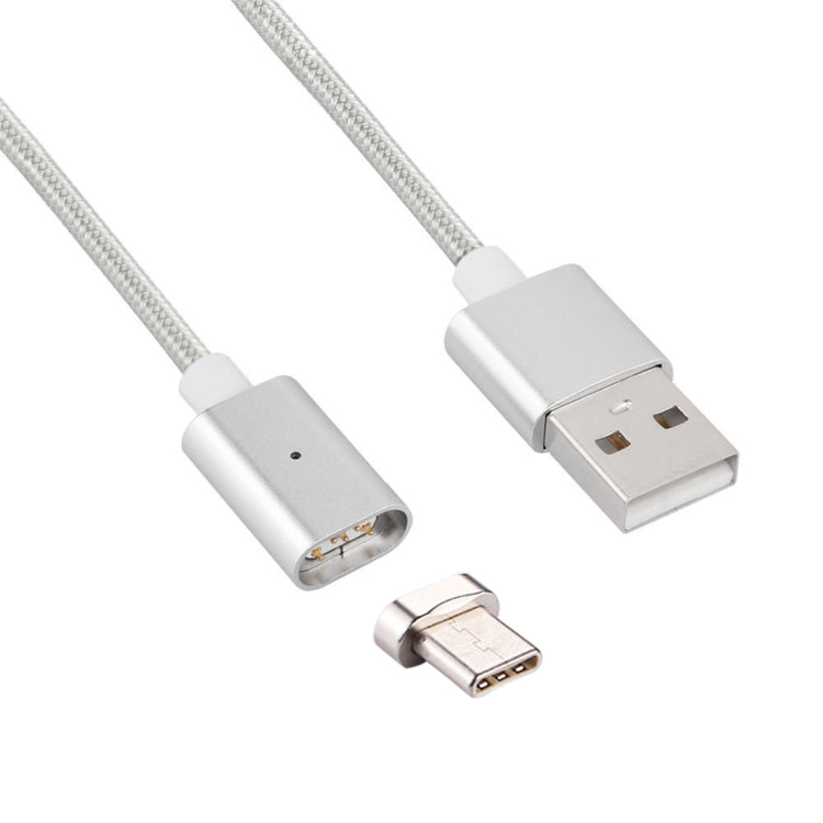 1m Weave Style 2A Magnetic USB-C / Type-C to USB Weave Style Data Sync Charging Cable with LED Indicator