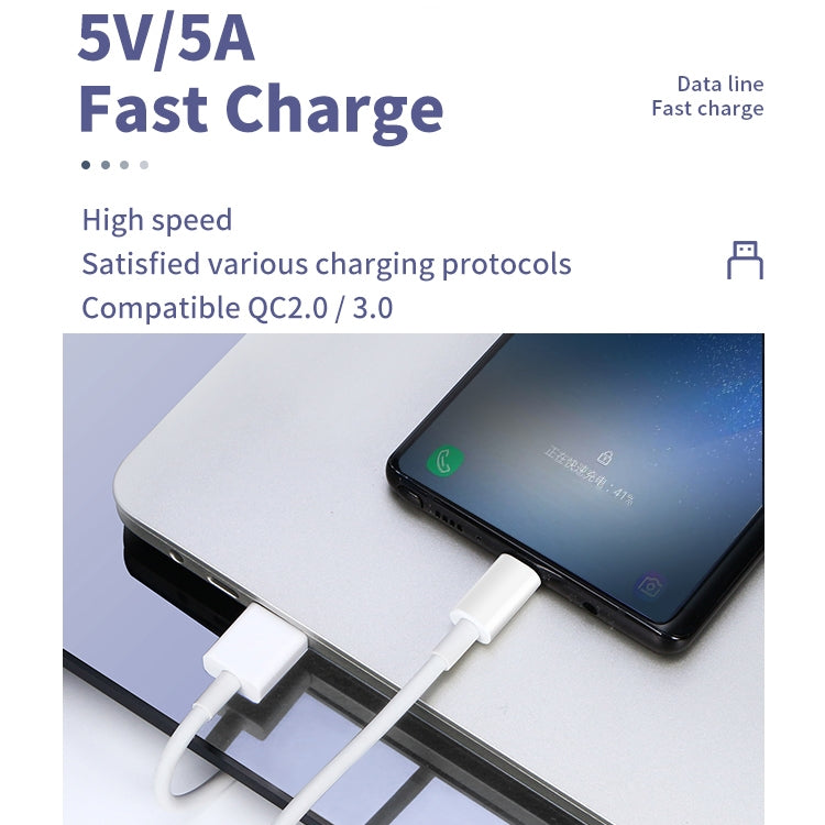 KIVEE KV-CT208 5A USB to Type-C / USB-C TPE Charging Data Cable, Length: 1m