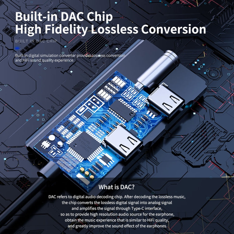 ROCK CA05 3 In 1 Type-C / USB-C Charging Audio Adapter Cable, Length: 18cm(Black)