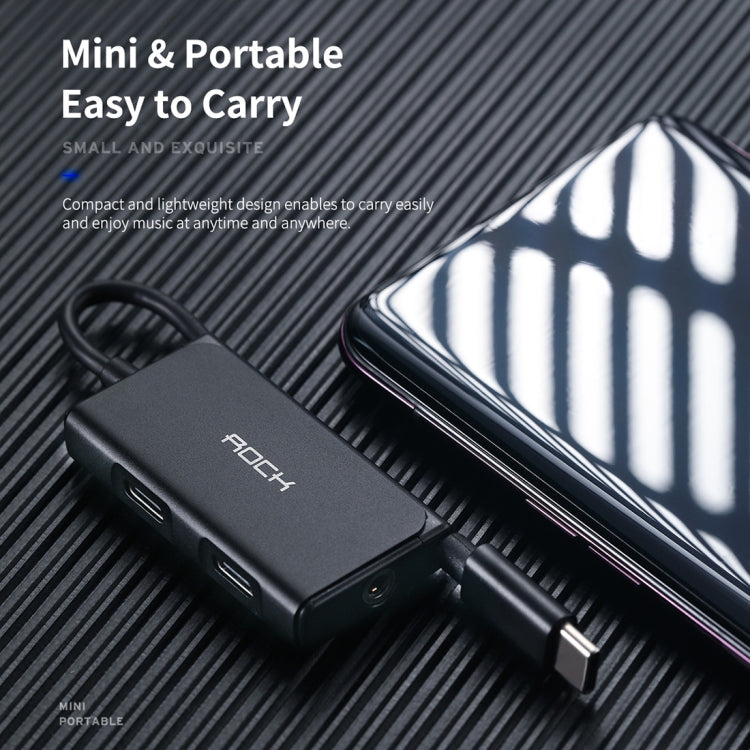 ROCK CA05 3 In 1 Type-C / USB-C Charging Audio Adapter Cable, Length: 18cm(Black)