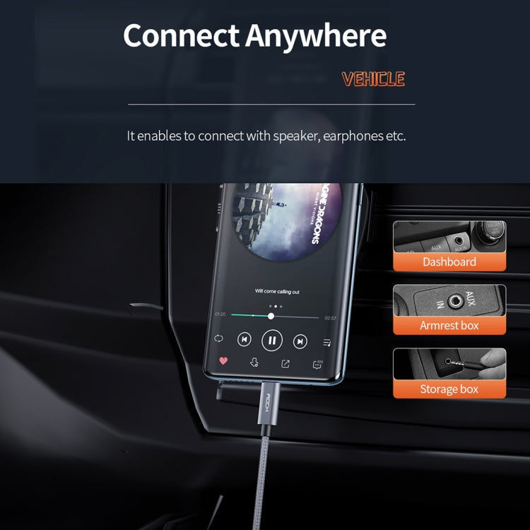 ROCK CA09 Type-C / USB-C to 3.5mm AUX Audio Adapter Cable, Length: 100cm(Tarnish)