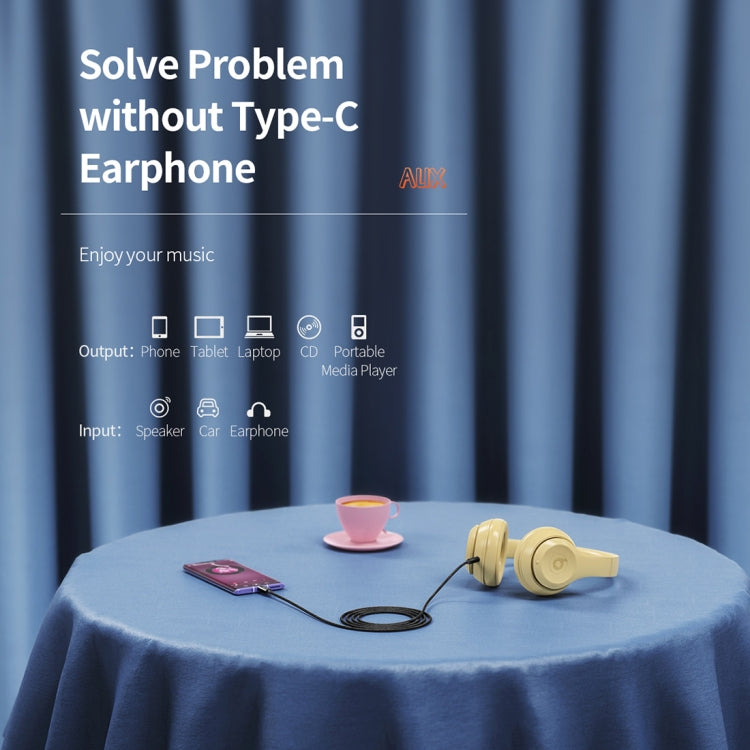 ROCK CA10 Type-C / USB-C to 3.5mm AUX Audio Adapter Cable, Length: 100cm (Black)