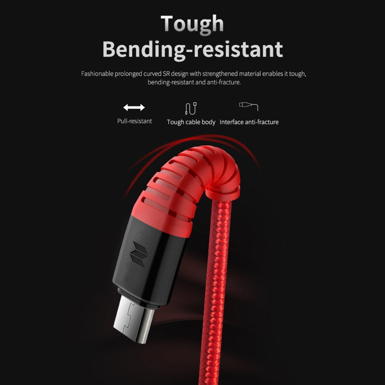 ROCK Z9 2A Micro Hi-tensile Sync Round Charging Cable, Length: 100cm