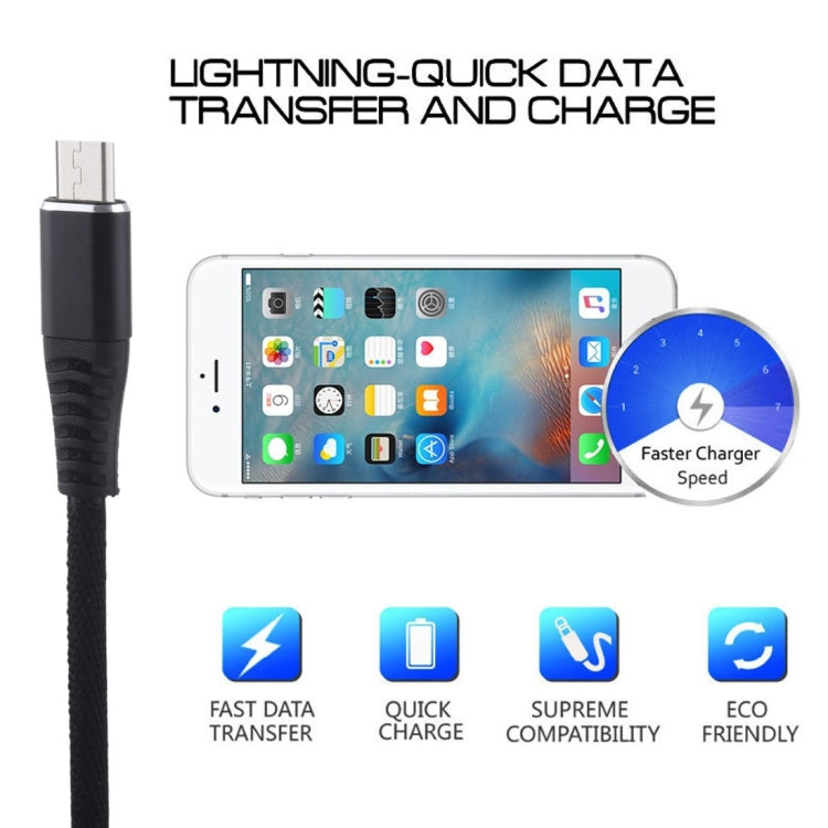 1m Cloth Braided Cord USB A to Micro USB Data Sync Charge Cable, For Galaxy, Huawei, Xiaomi, LG, HTC and Other Smart Phones