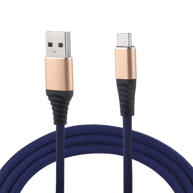 1m Cloth Braided Cord USB A to Type-C Data Sync Charge Cable, For Galaxy, Huawei, Xiaomi, LG, HTC and Other Smart Phones