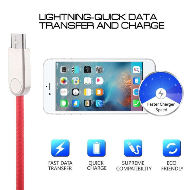 1m TPE Braided Cord Metal Connector USB A to Micro USB Data Sync Charge Cable, For Galaxy, Huawei, Xiaomi, LG, HTC and Other Smart Phones