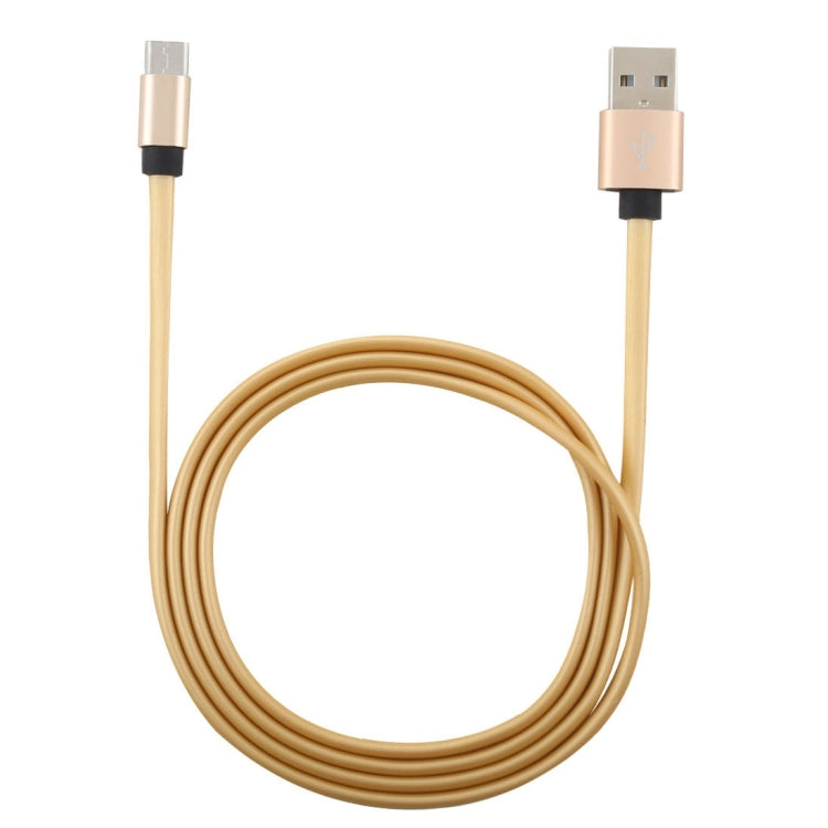1m Flat Cord USB A to Type-C Fast Charging Data Sync Charge Cable(Gold)