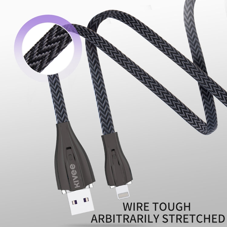 KIVEE KV-CB021B 4A Micro to USB Nylon Weave Charging Data Cable, Length: 1.2m (Black Grey)