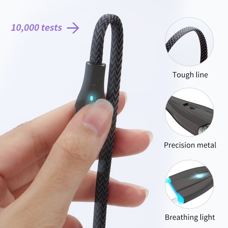 KIVEE KV-CB021B 4A Micro to USB Nylon Weave Charging Data Cable, Length: 1.2m (Black Grey)
