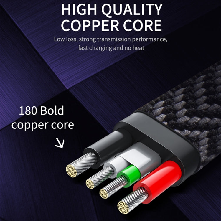 KIVEE KV-CB021B 5A Type-C / USB-C to USB Nylon Weave Charging Data Cable, Length: 1.2m (Black Grey)