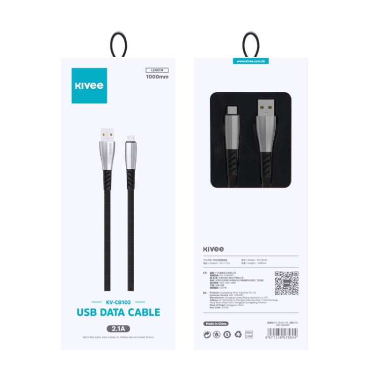 KIVEE KV-CB103 2.1A Micro to USB Shuttleless Weaving Charging Data Cable, Length: 1m (Black)