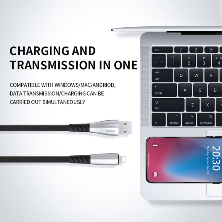 KIVEE KV-CB103 2.1A Type-C / USB-C to USB Shuttleless Weaving Charging Data Cable, Length: 1m (Black)