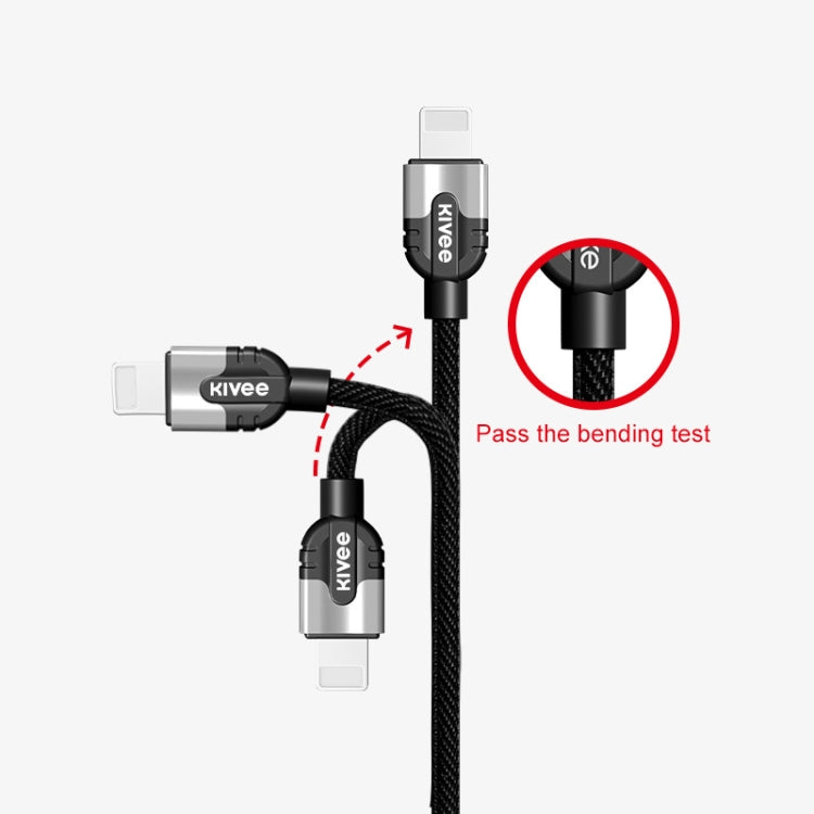 KIVEE KV-CB104 3A Micro to USB Fabric Aluminum Alloy Charging Data Cable, Length: 1m (Black Grey)