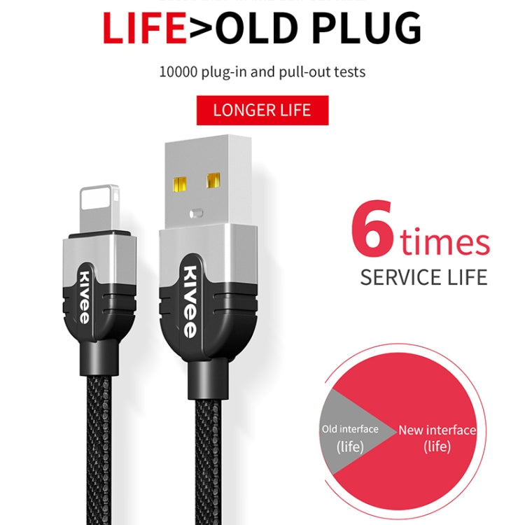 KIVEE KV-CB104 3A Micro to USB Fabric Aluminum Alloy Charging Data Cable, Length: 1m (Black Grey)