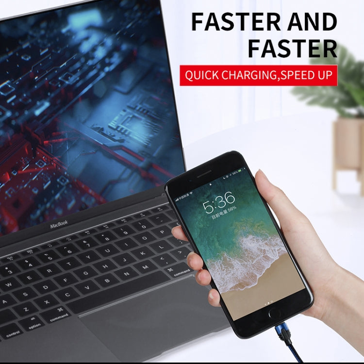 KIVEE KV-CB104 3A Micro to USB Fabric Aluminum Alloy Charging Data Cable, Length: 1m (Black Grey)